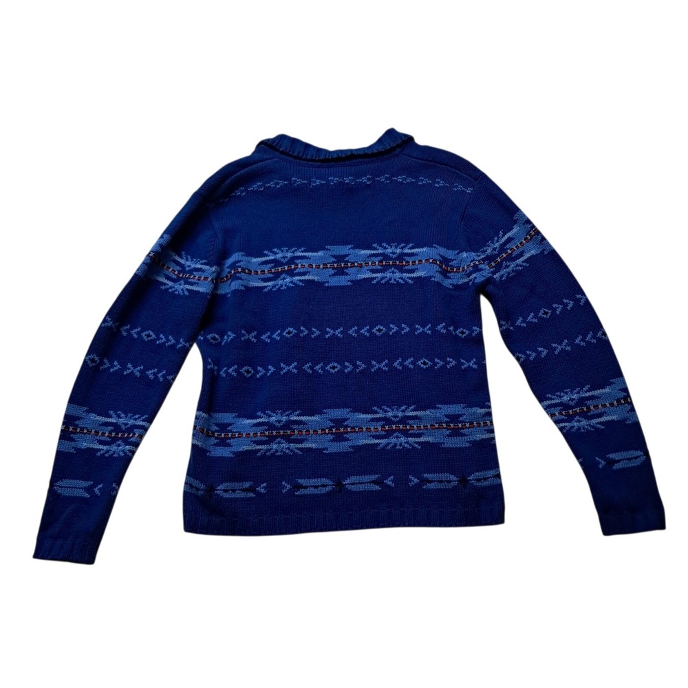 Pendleton Blue Patterned Sweater With Collar - image 5